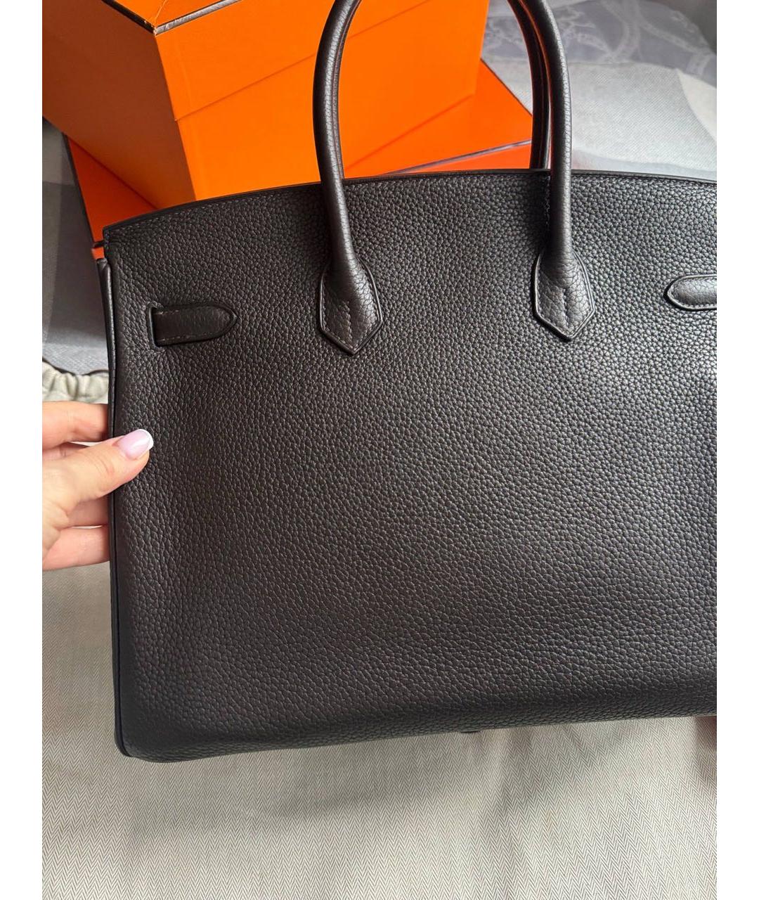 HERMES Коричневая кожаная сумка с короткими ручками, фото 3