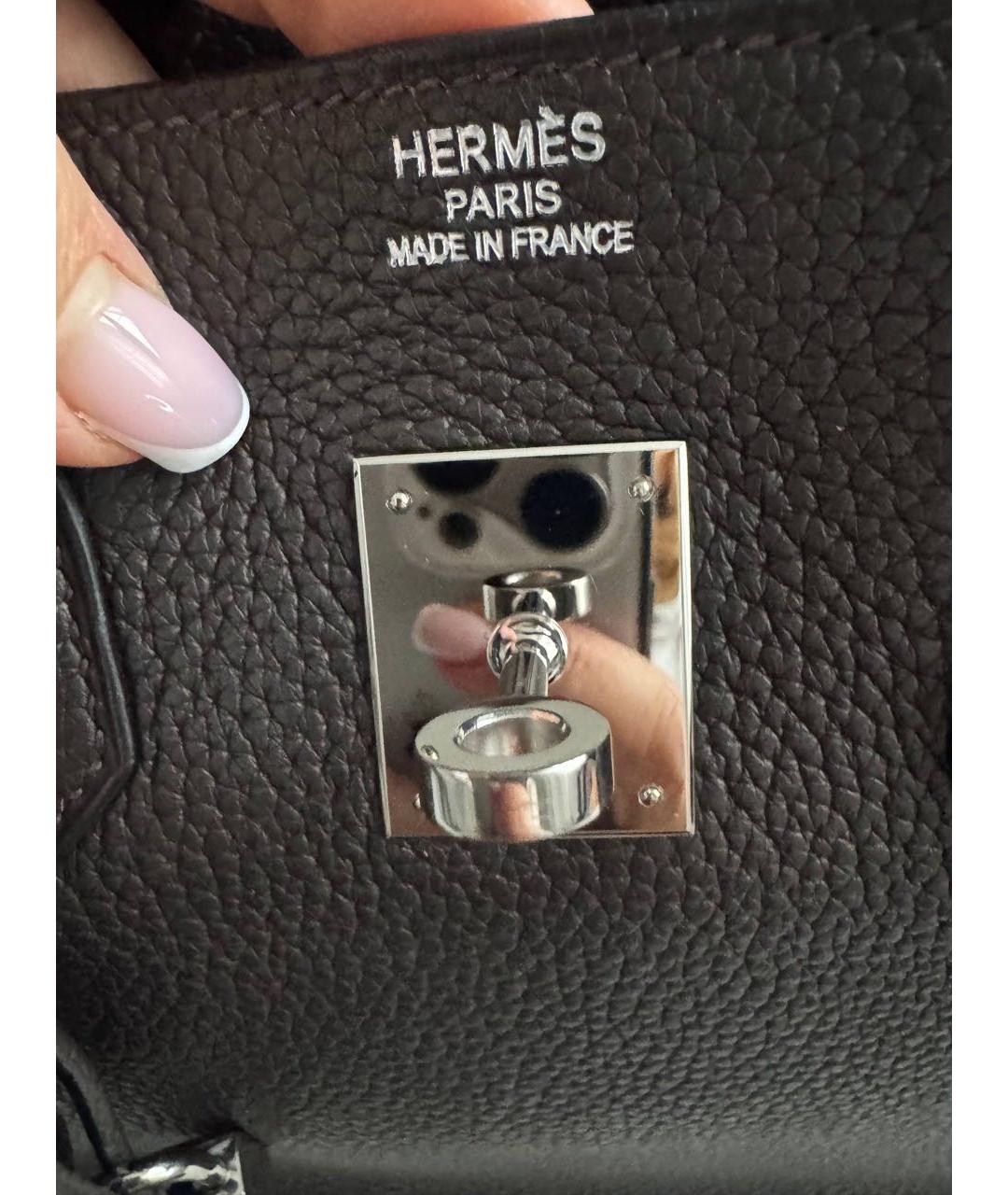 HERMES Коричневая кожаная сумка с короткими ручками, фото 8