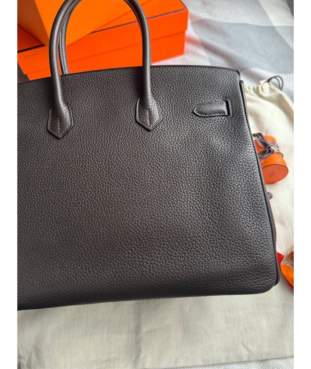 HERMES Коричневая кожаная сумка с короткими ручками, фото 4