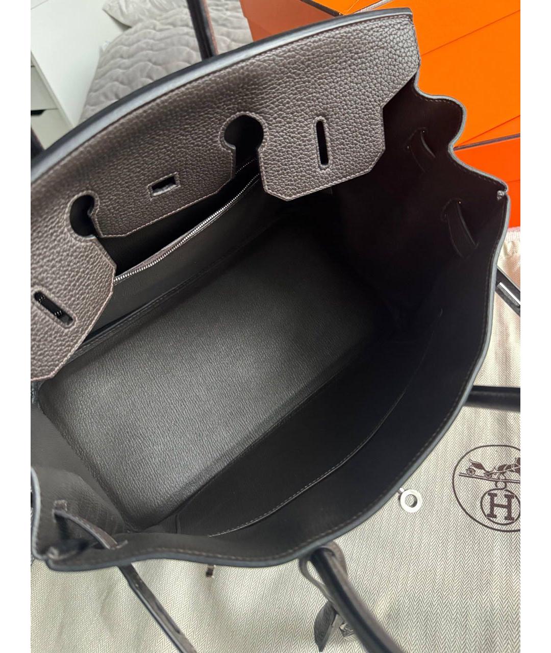 HERMES Коричневая кожаная сумка с короткими ручками, фото 7