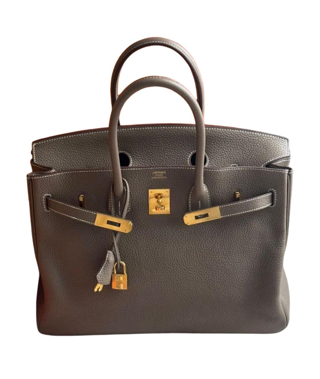 HERMES Бежевая кожаная сумка с короткими ручками, фото 1