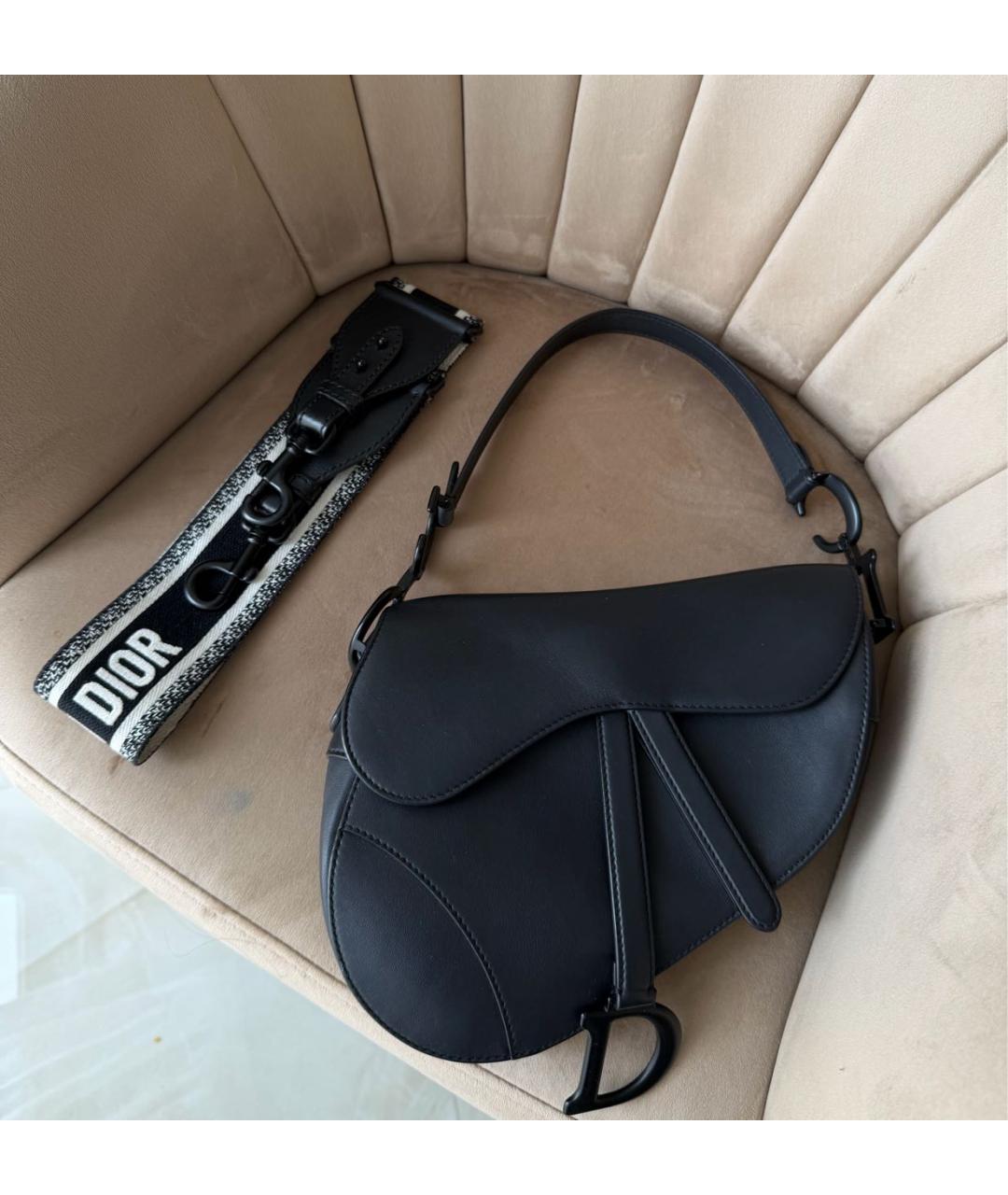 CHRISTIAN DIOR Черная кожаная сумка через плечо, фото 5