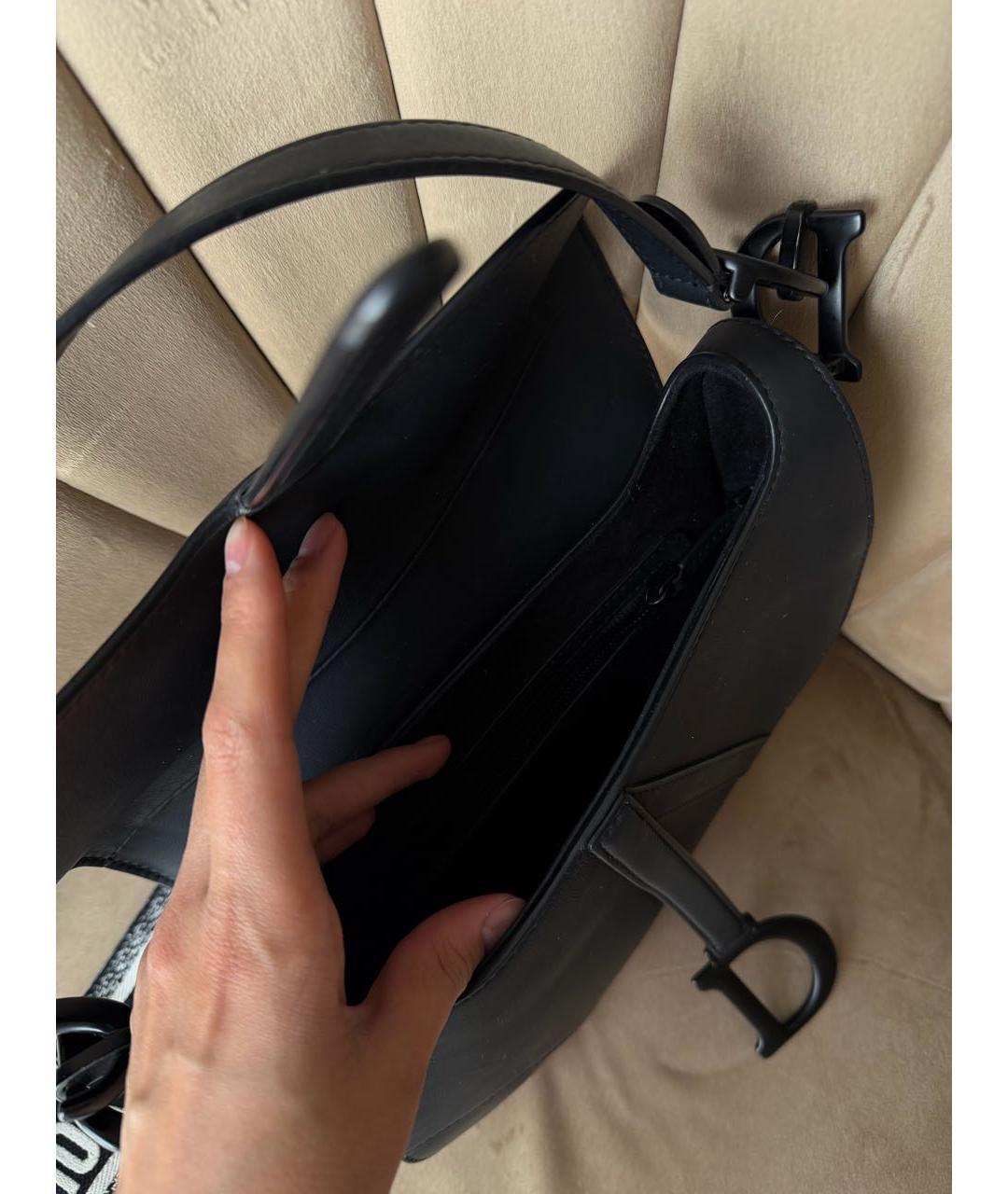 CHRISTIAN DIOR Черная кожаная сумка через плечо, фото 4