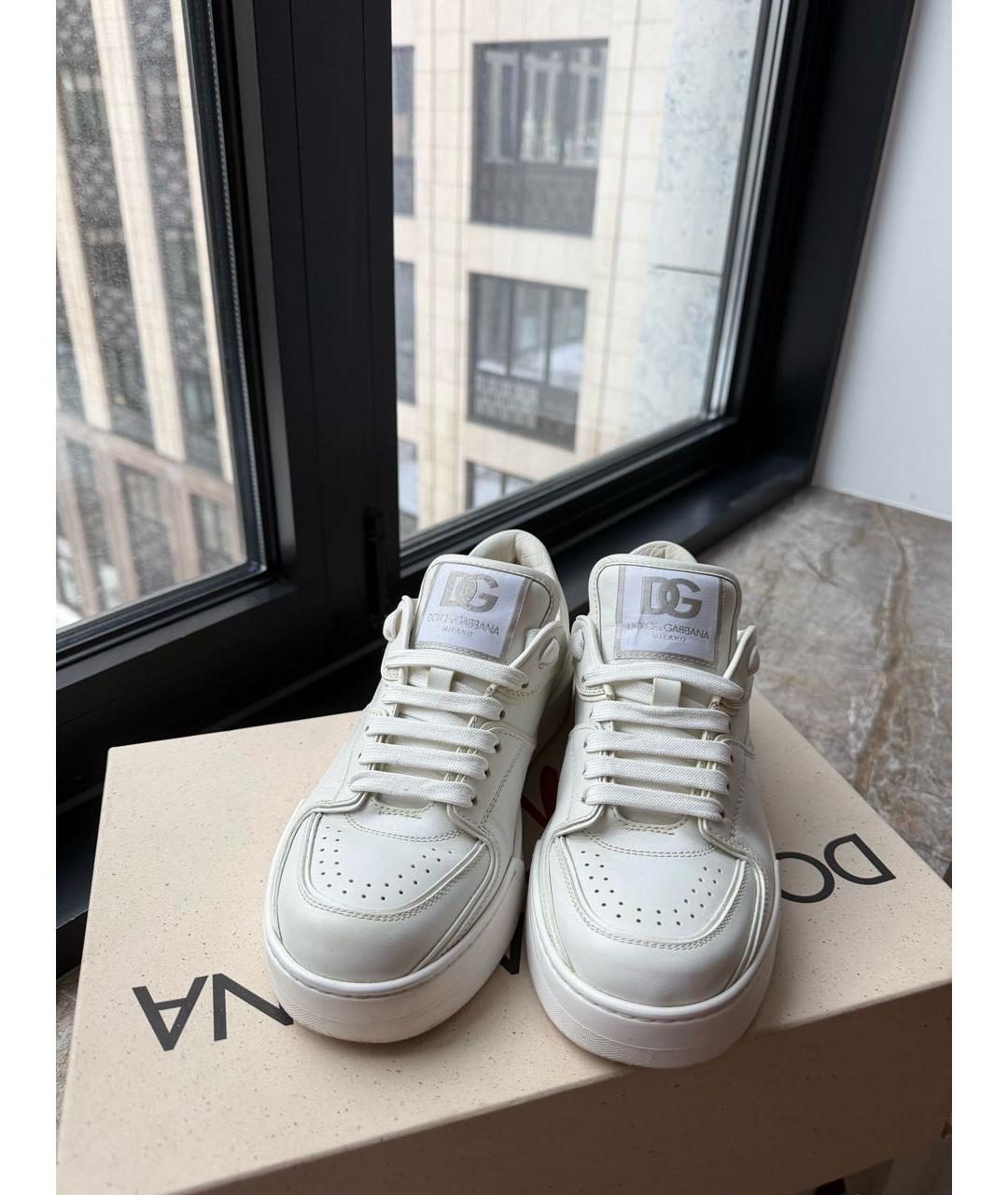 DOLCE&GABBANA Белые кожаные кроссовки, фото 2