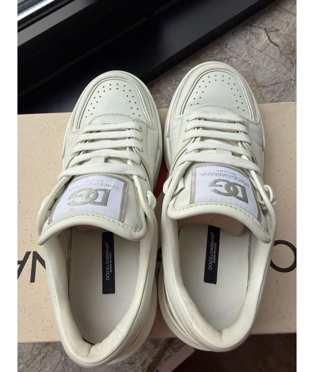 DOLCE&GABBANA Белые кожаные кроссовки, фото 3