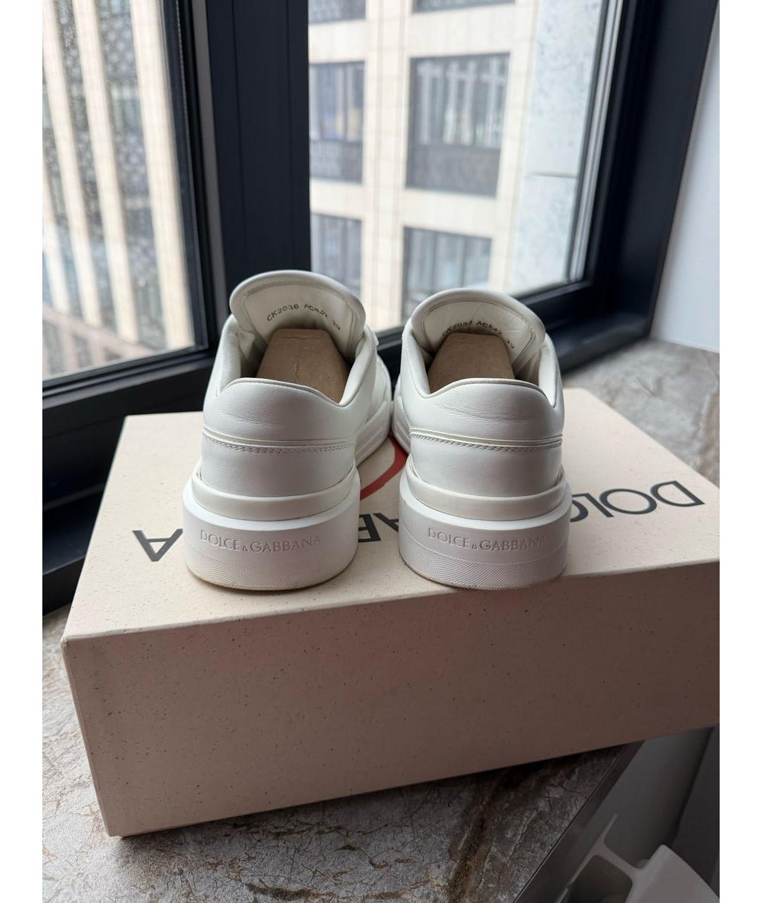 DOLCE&GABBANA Белые кожаные кроссовки, фото 4