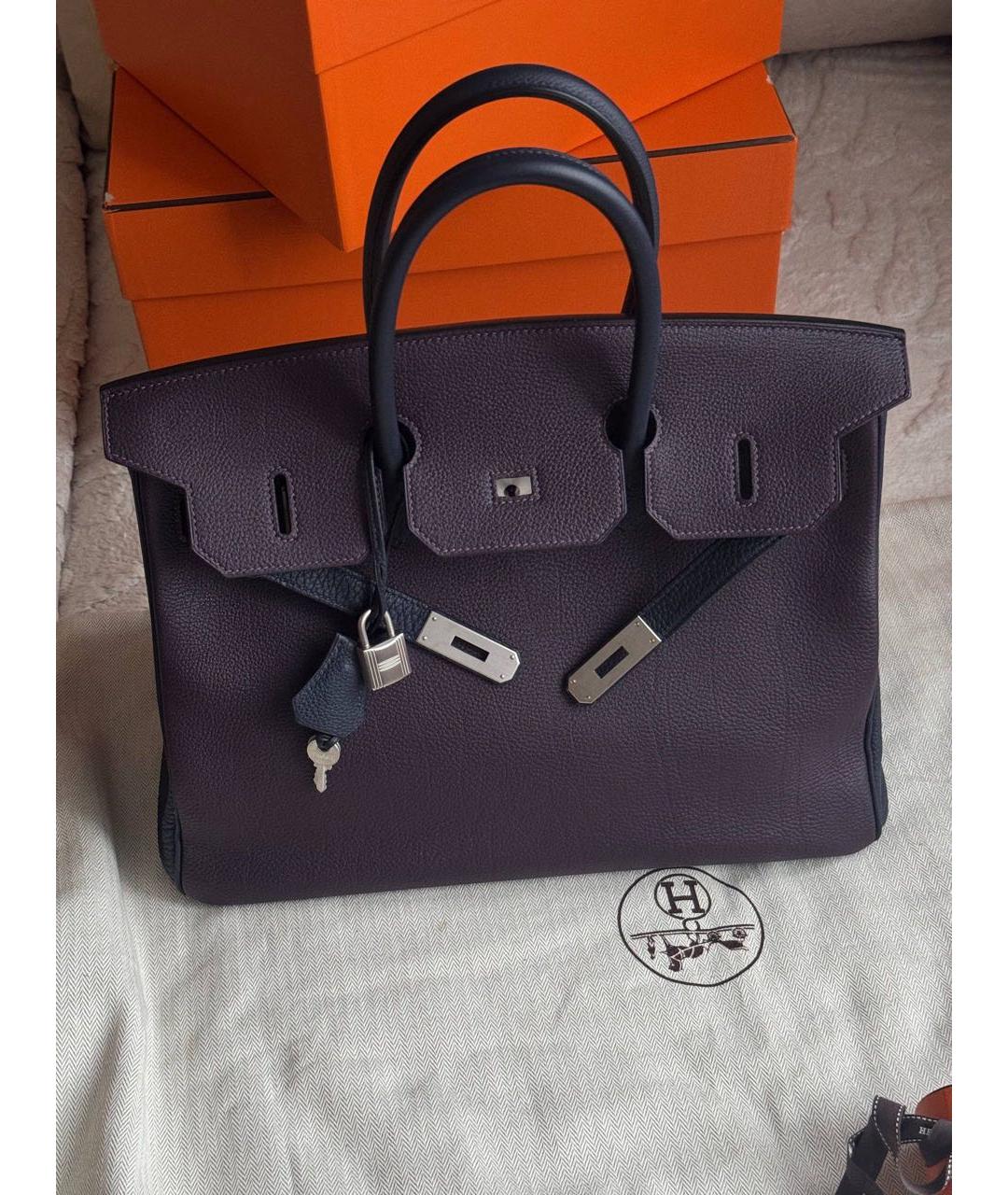 HERMES Фиолетовая кожаная сумка с короткими ручками, фото 9