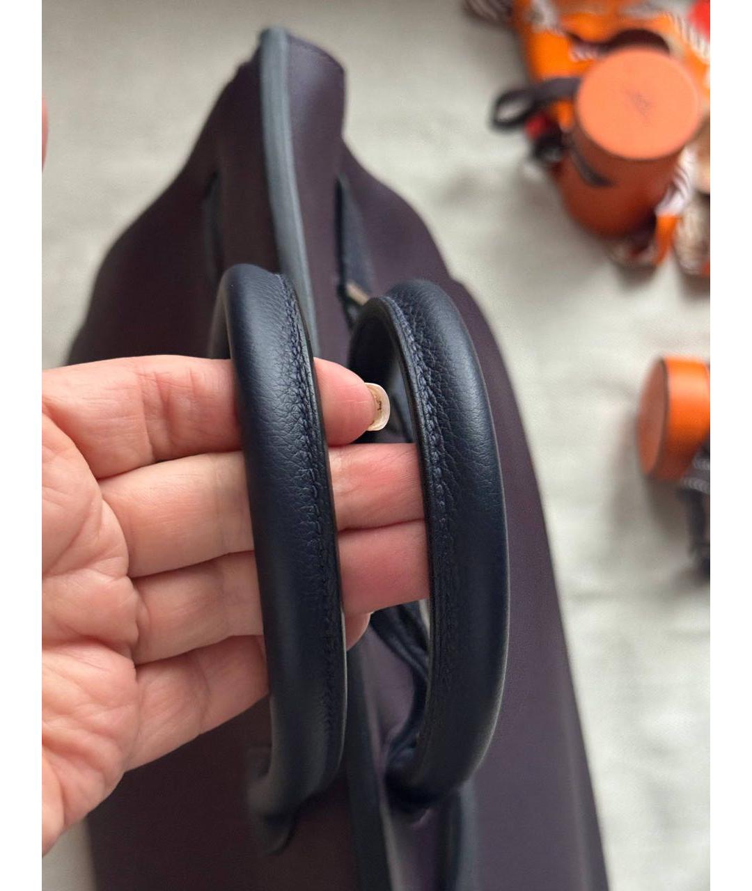 HERMES Фиолетовая кожаная сумка с короткими ручками, фото 6