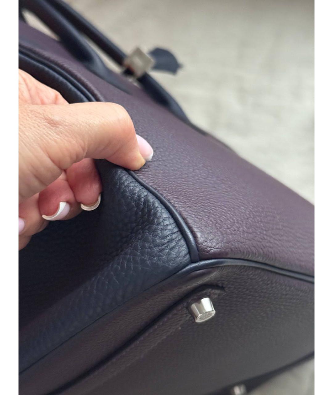 HERMES Фиолетовая кожаная сумка с короткими ручками, фото 5