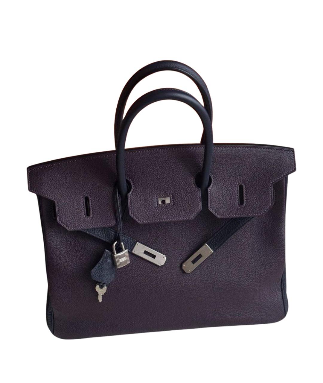 HERMES Фиолетовая кожаная сумка с короткими ручками, фото 1