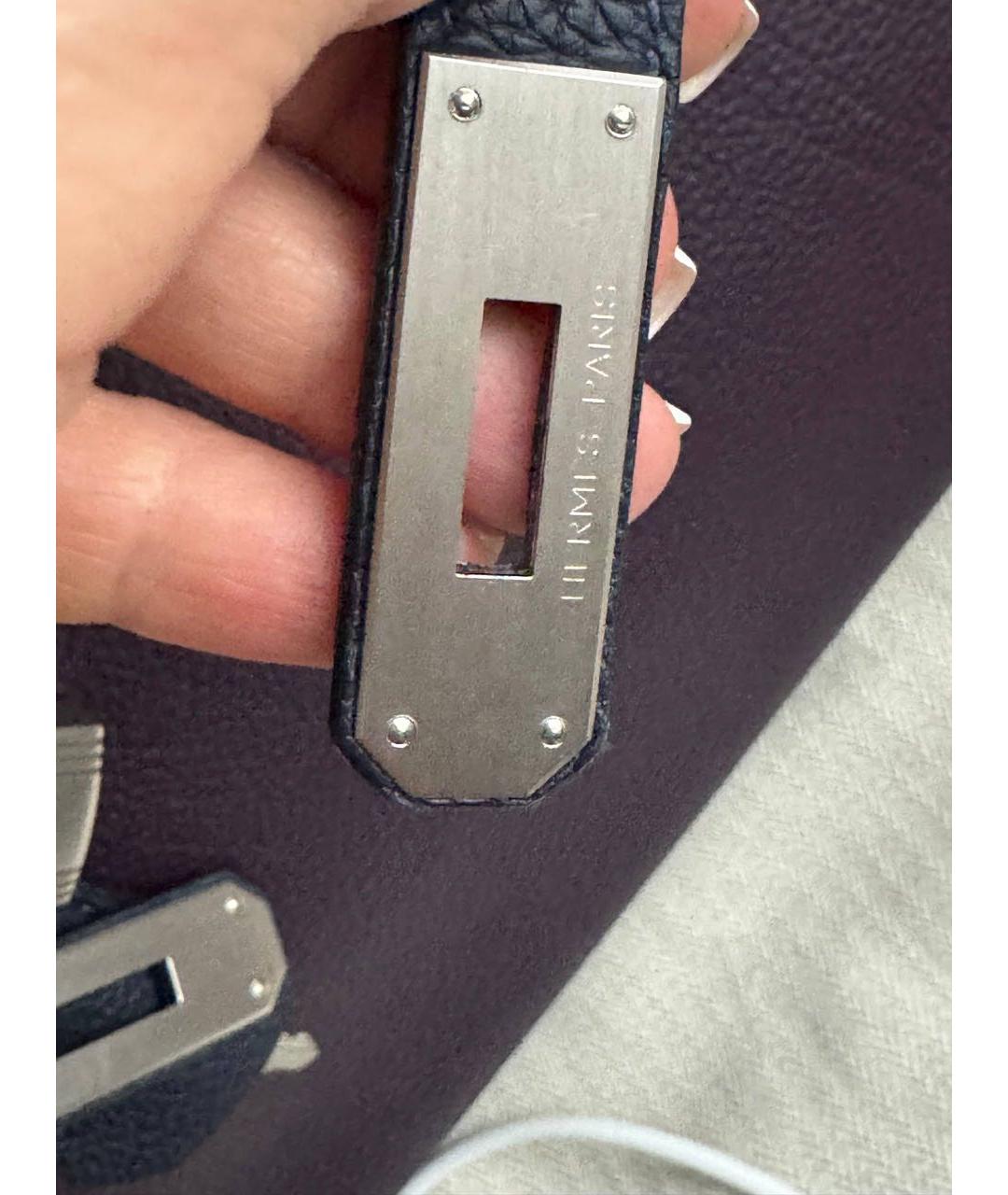 HERMES Фиолетовая кожаная сумка с короткими ручками, фото 8