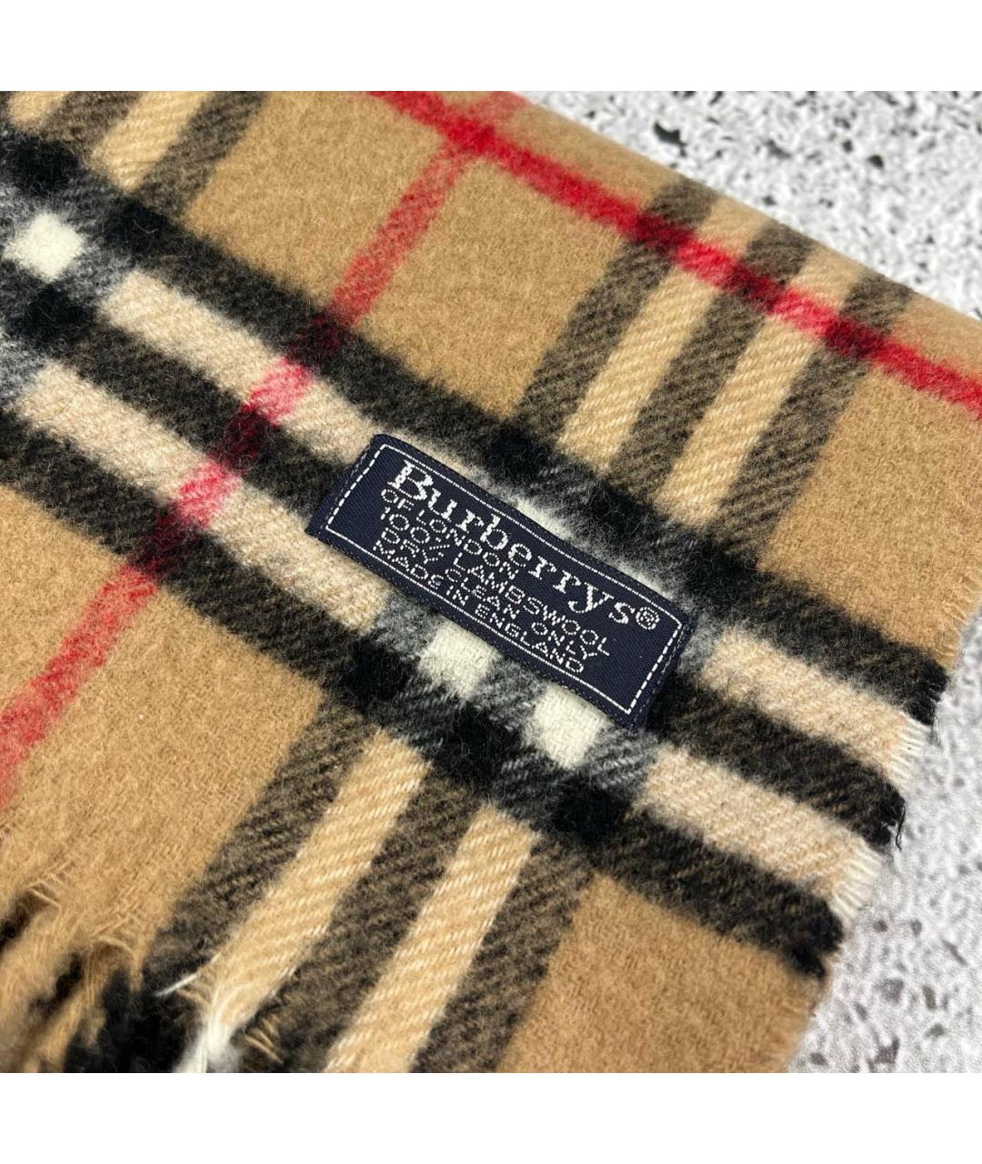 BURBERRY Бежевый шерстяной шарф, фото 2