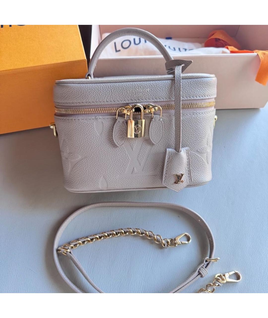 LOUIS VUITTON Серая кожаная сумка через плечо, фото 2