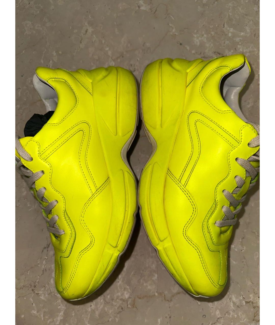 GUCCI Желтые кожаные кроссовки, фото 3