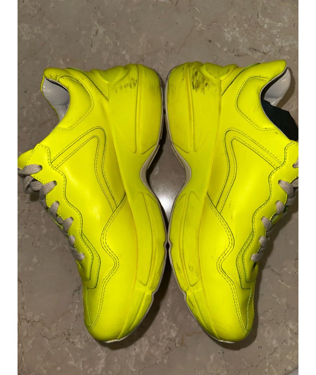 GUCCI Желтые кожаные кроссовки, фото 5