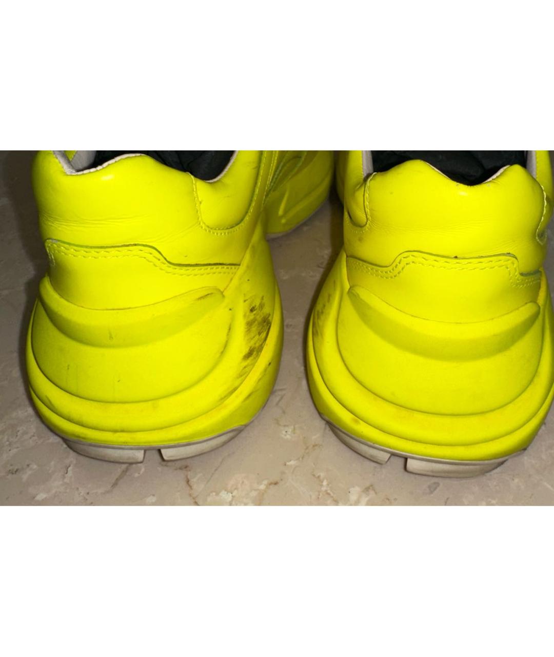 GUCCI Желтые кожаные кроссовки, фото 4