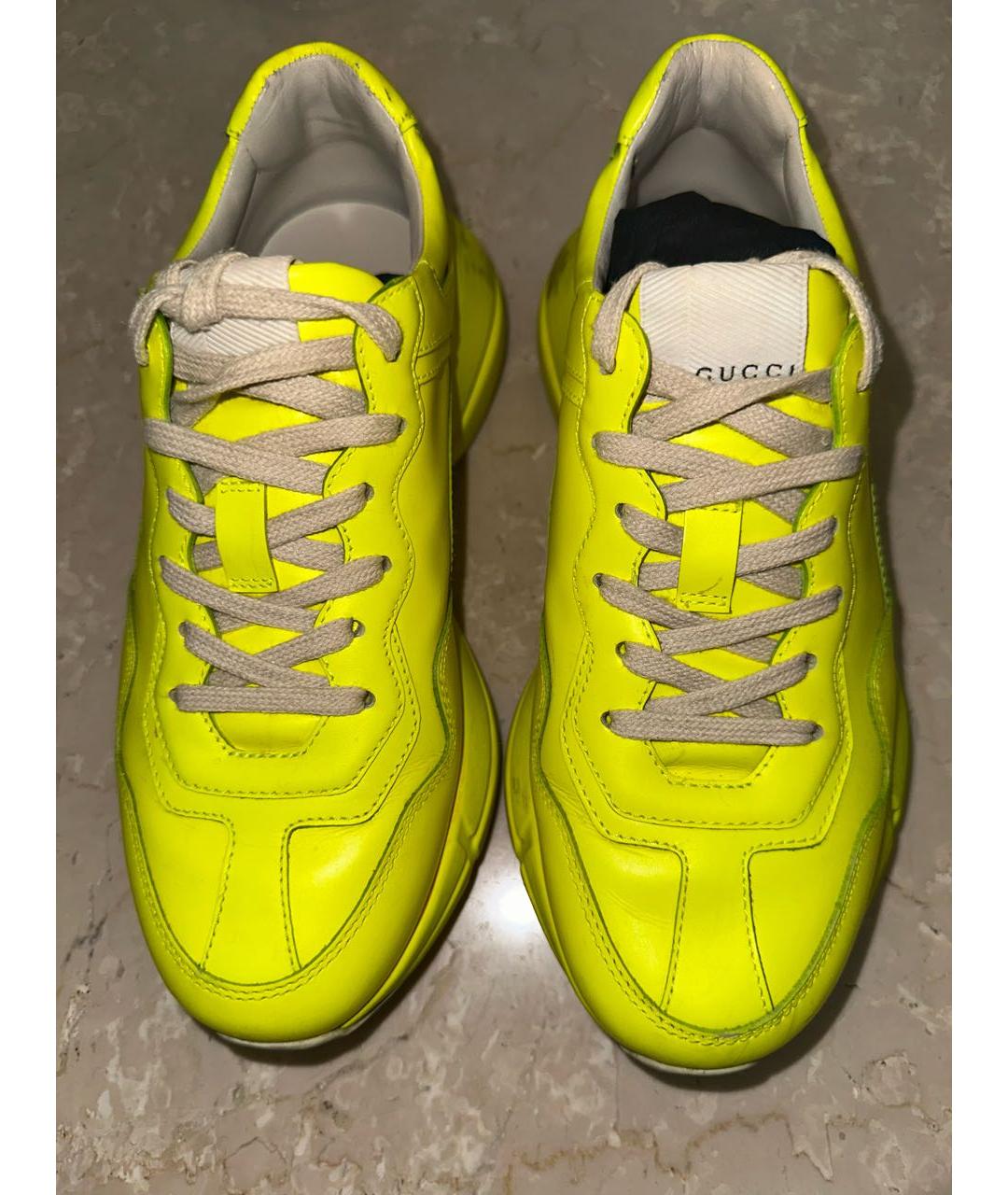 GUCCI Желтые кожаные кроссовки, фото 2