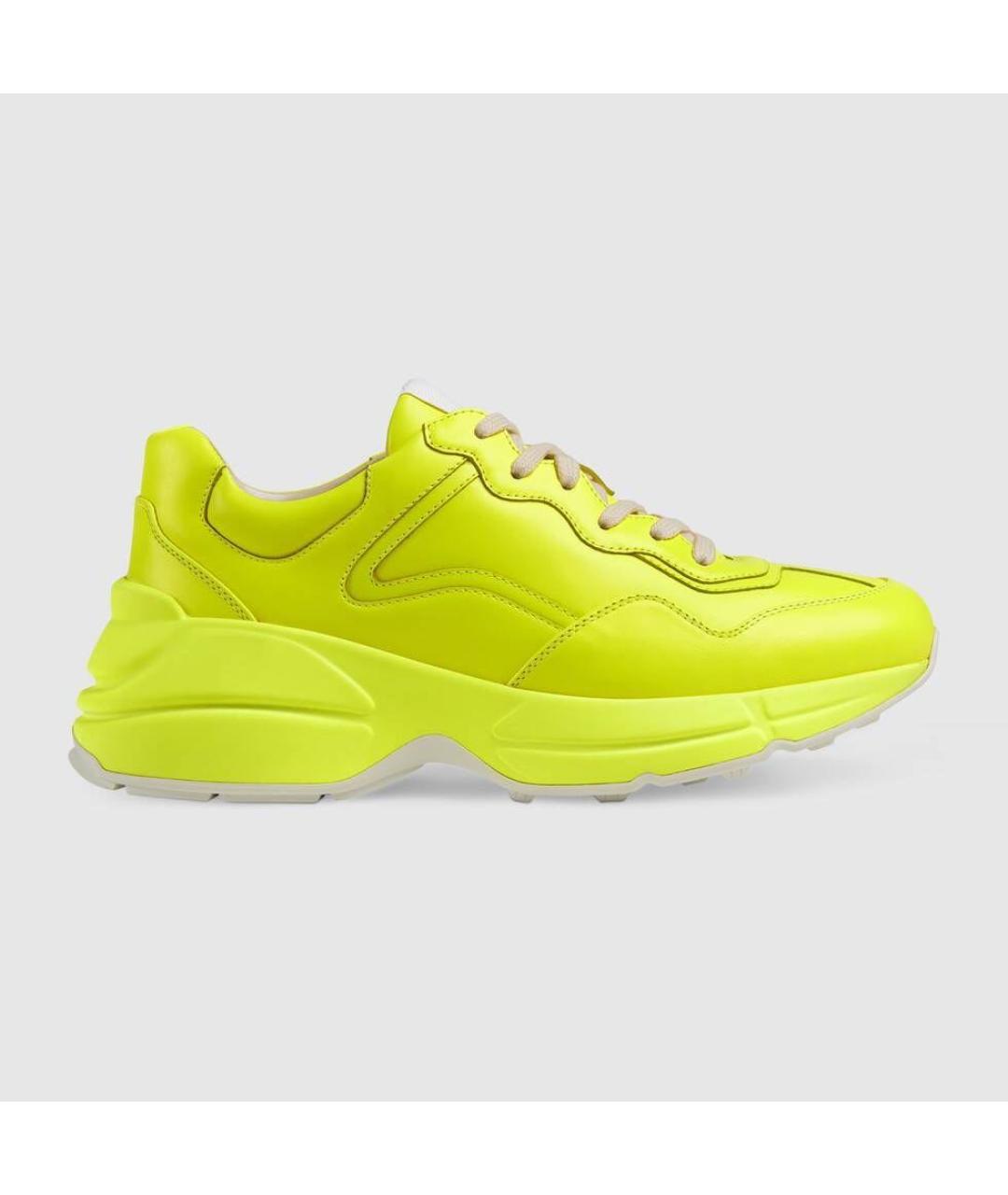 GUCCI Желтые кожаные кроссовки, фото 6