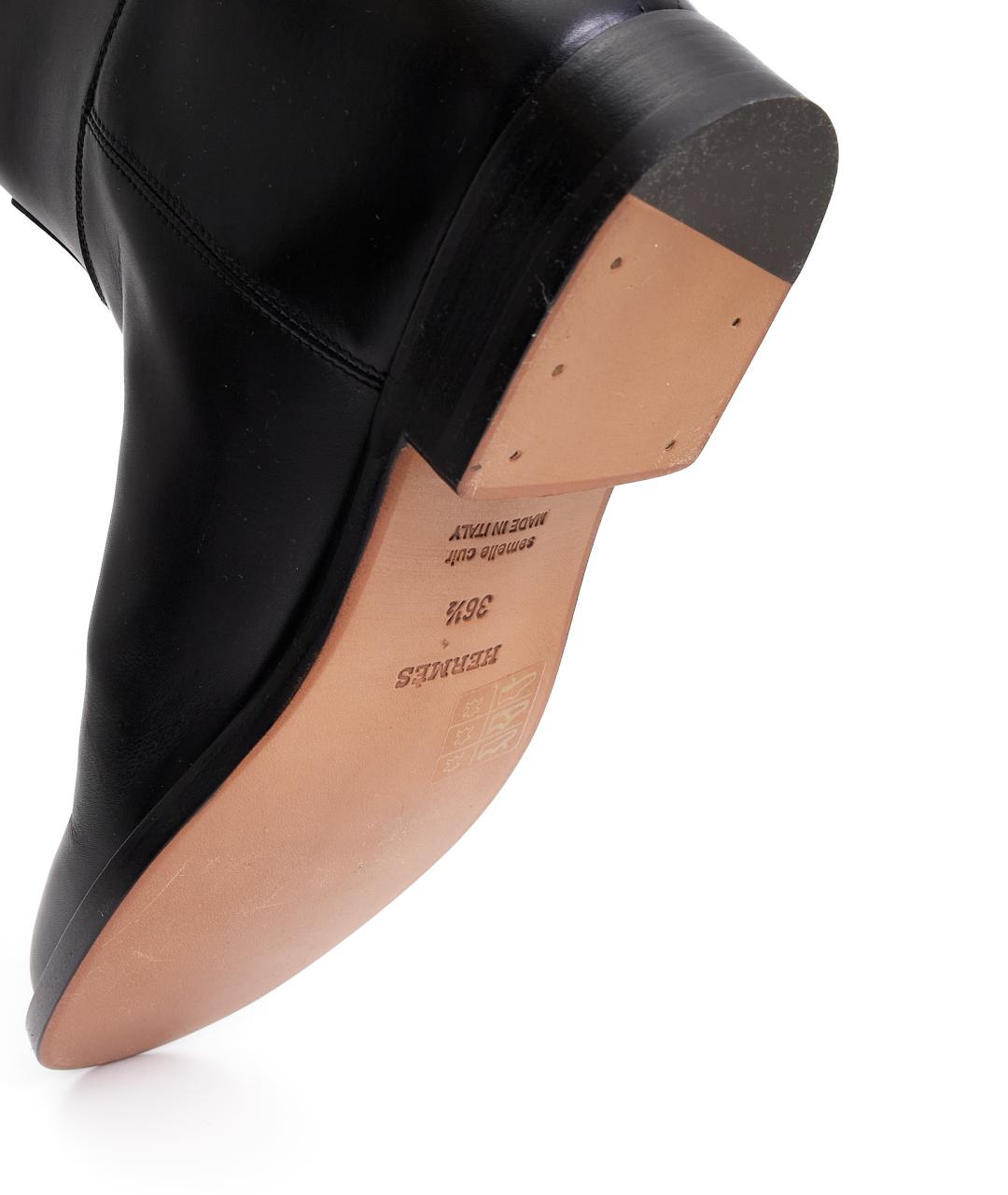 HERMES Черные кожаные сапоги, фото 7