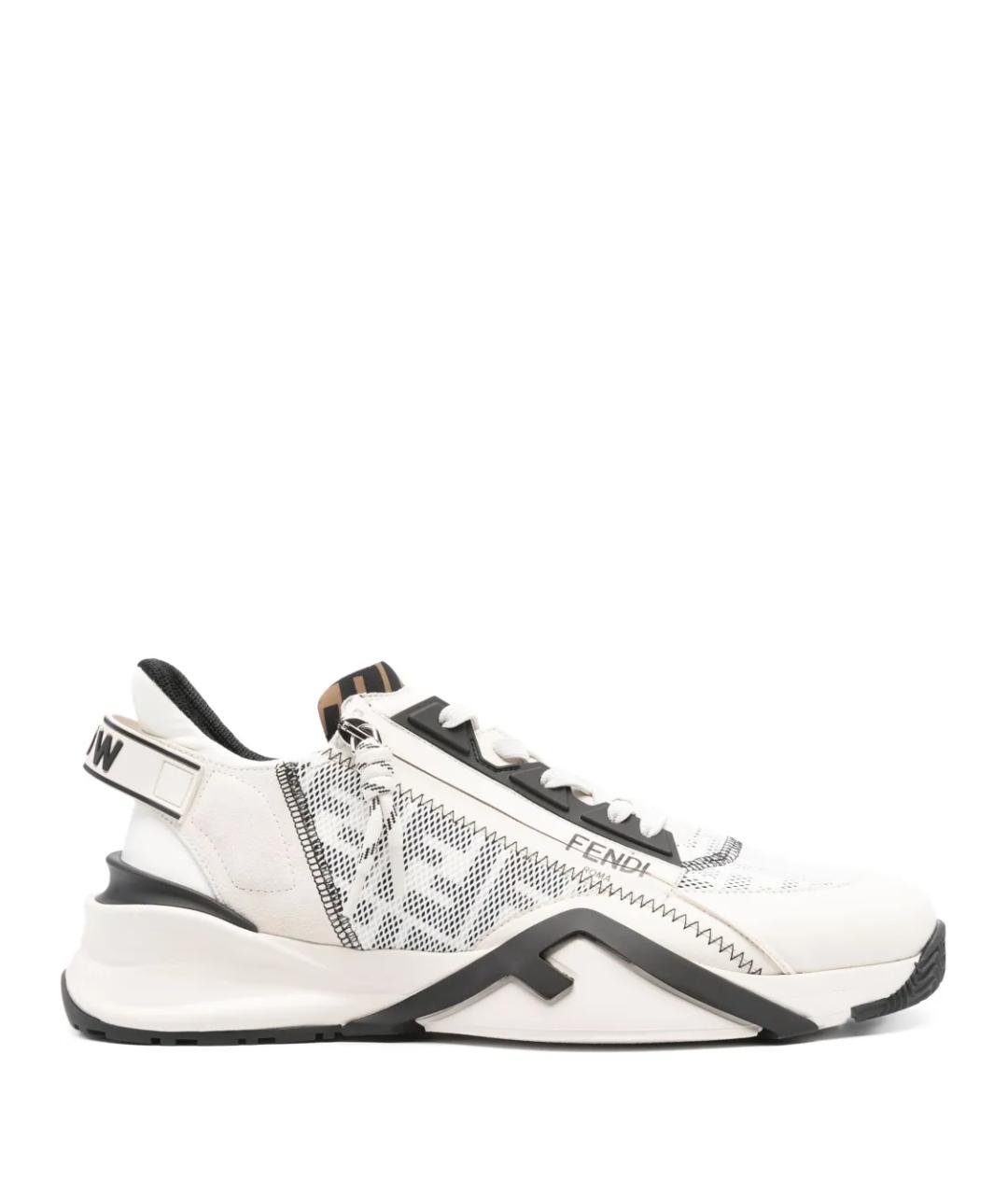 FENDI Белые кожаные кроссовки, фото 1