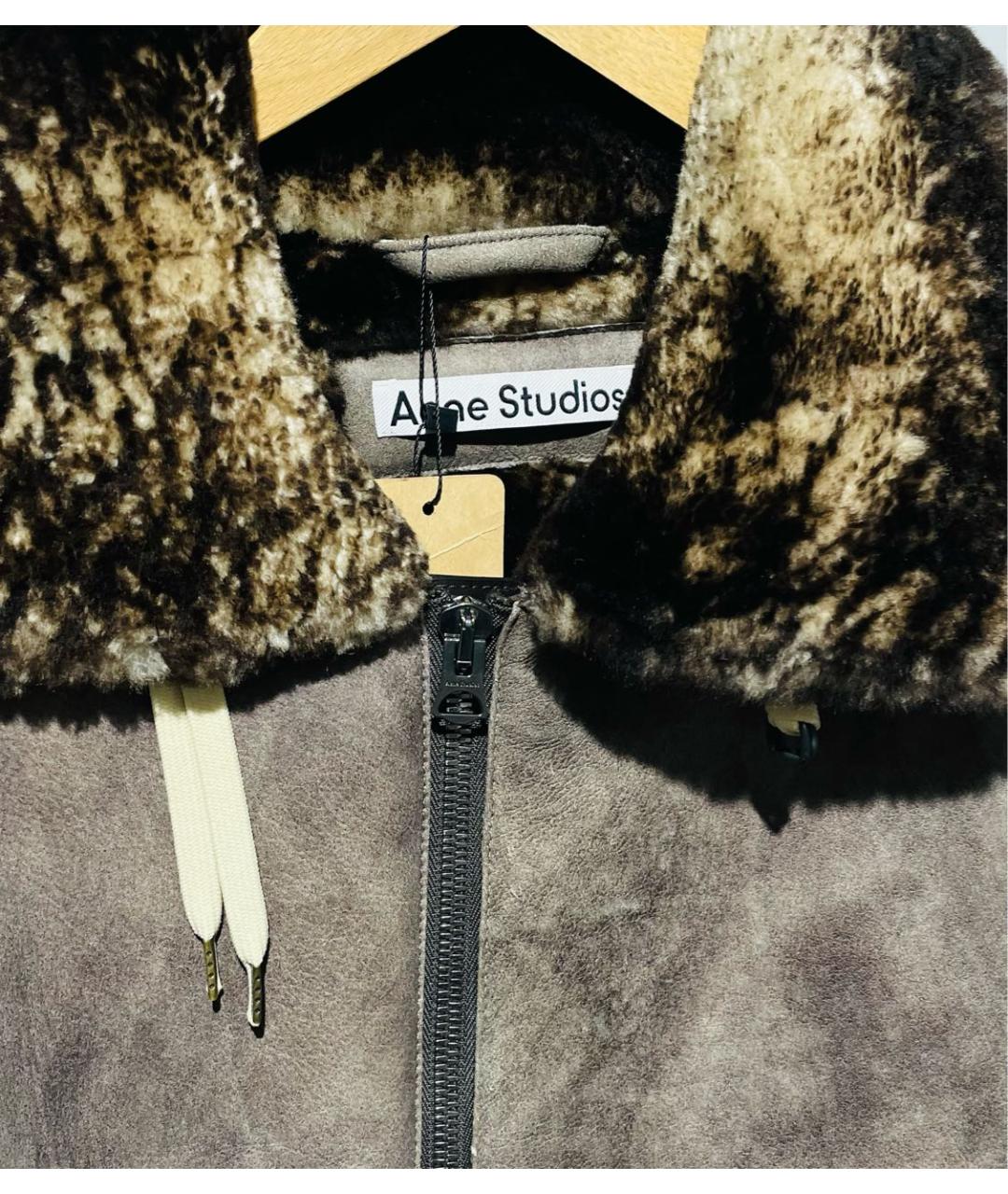 ACNE STUDIOS Антрацитовая меховая дубленка/шуба, фото 3