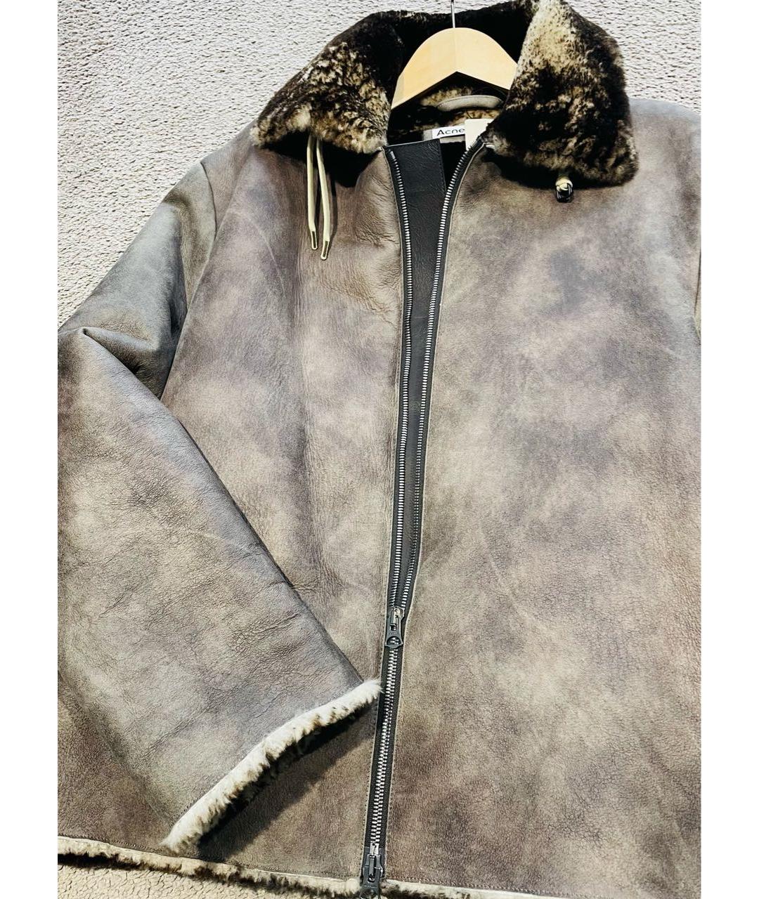 ACNE STUDIOS Антрацитовая меховая дубленка/шуба, фото 4