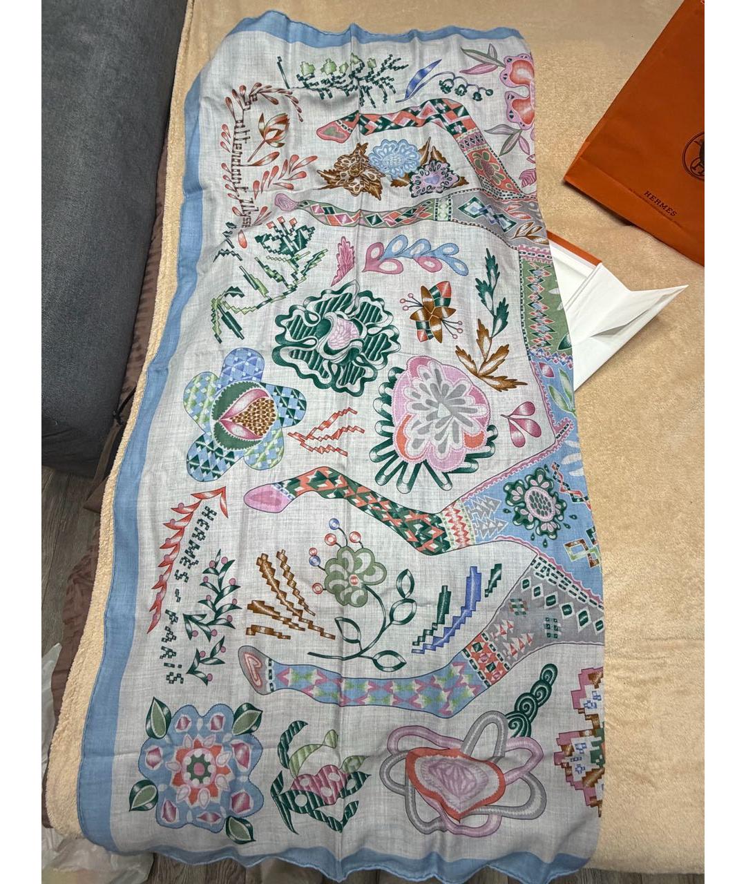 HERMES Мульти кашемировый платок, фото 7