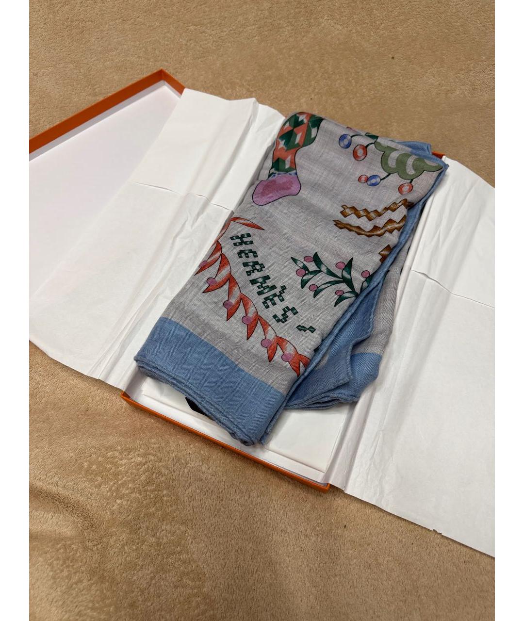 HERMES Мульти кашемировый платок, фото 5