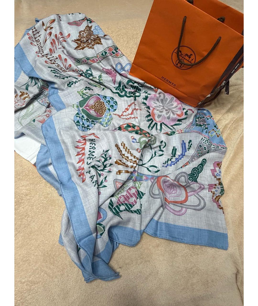 HERMES Мульти кашемировый платок, фото 2