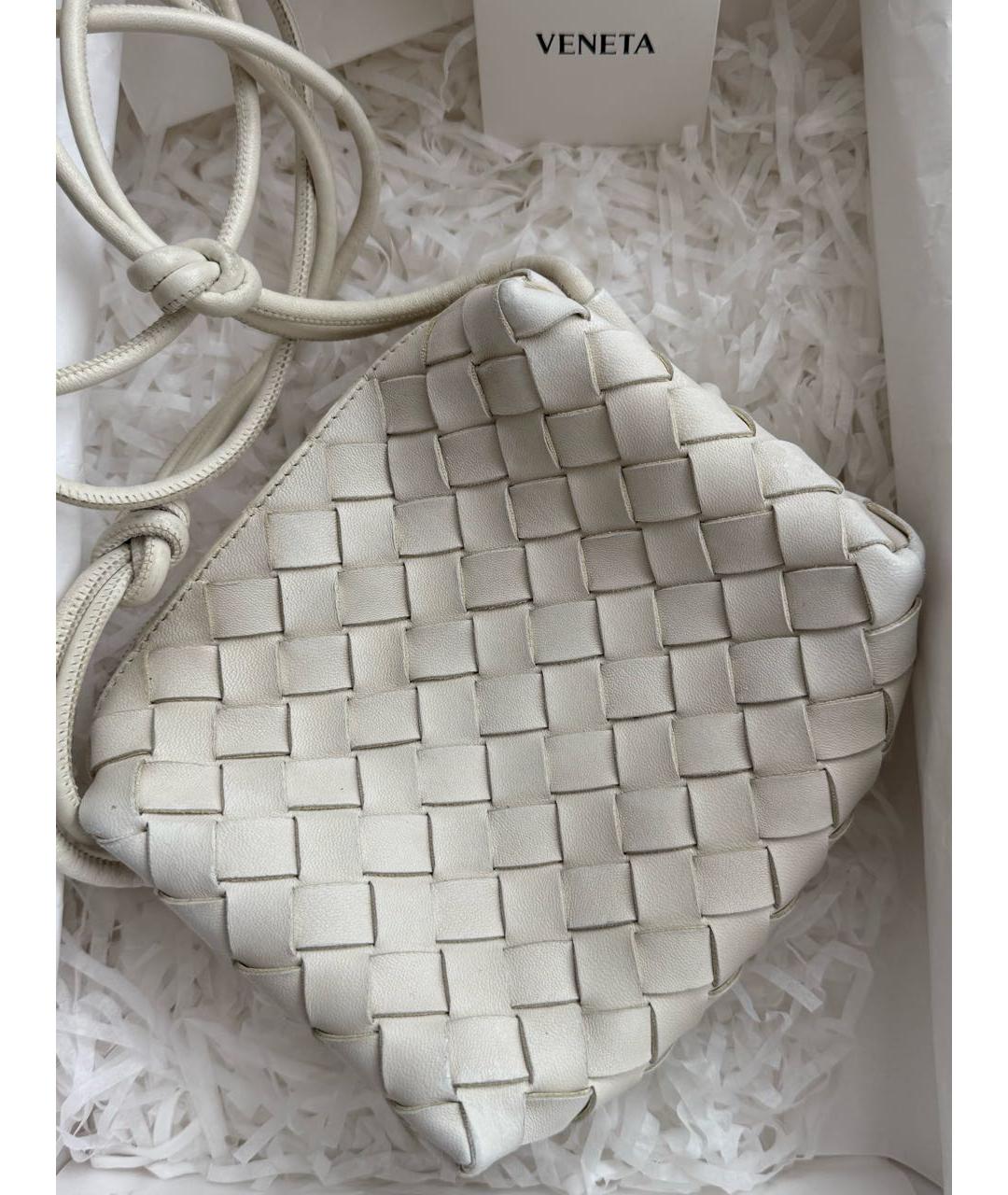 BOTTEGA VENETA Белая кожаная сумка через плечо, фото 3