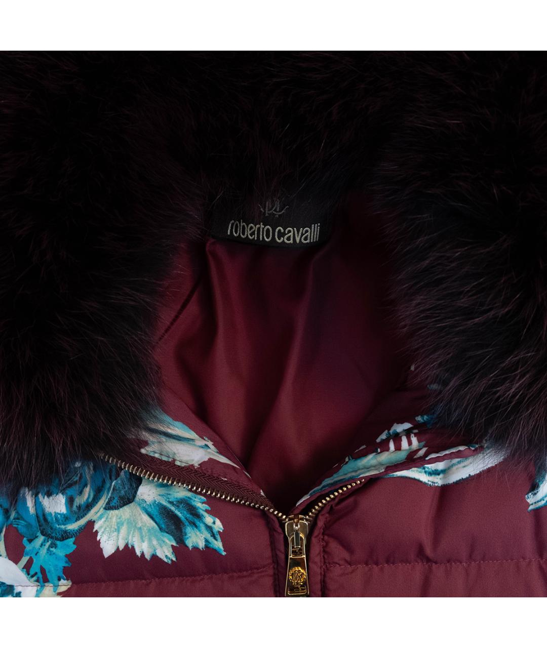 ROBERTO CAVALLI Бордовая полиэстеровая куртка, фото 3