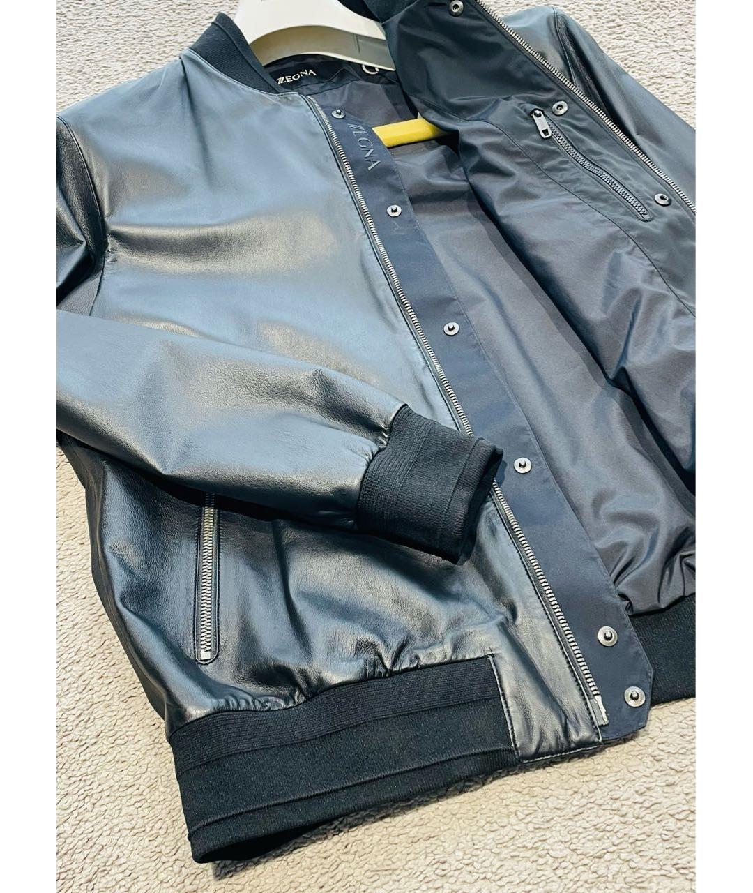 ZZEGNA Черная кожаная куртка, фото 5