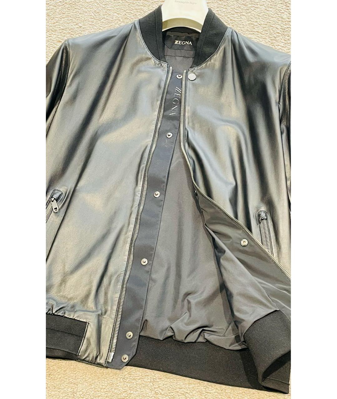 ZZEGNA Черная кожаная куртка, фото 4