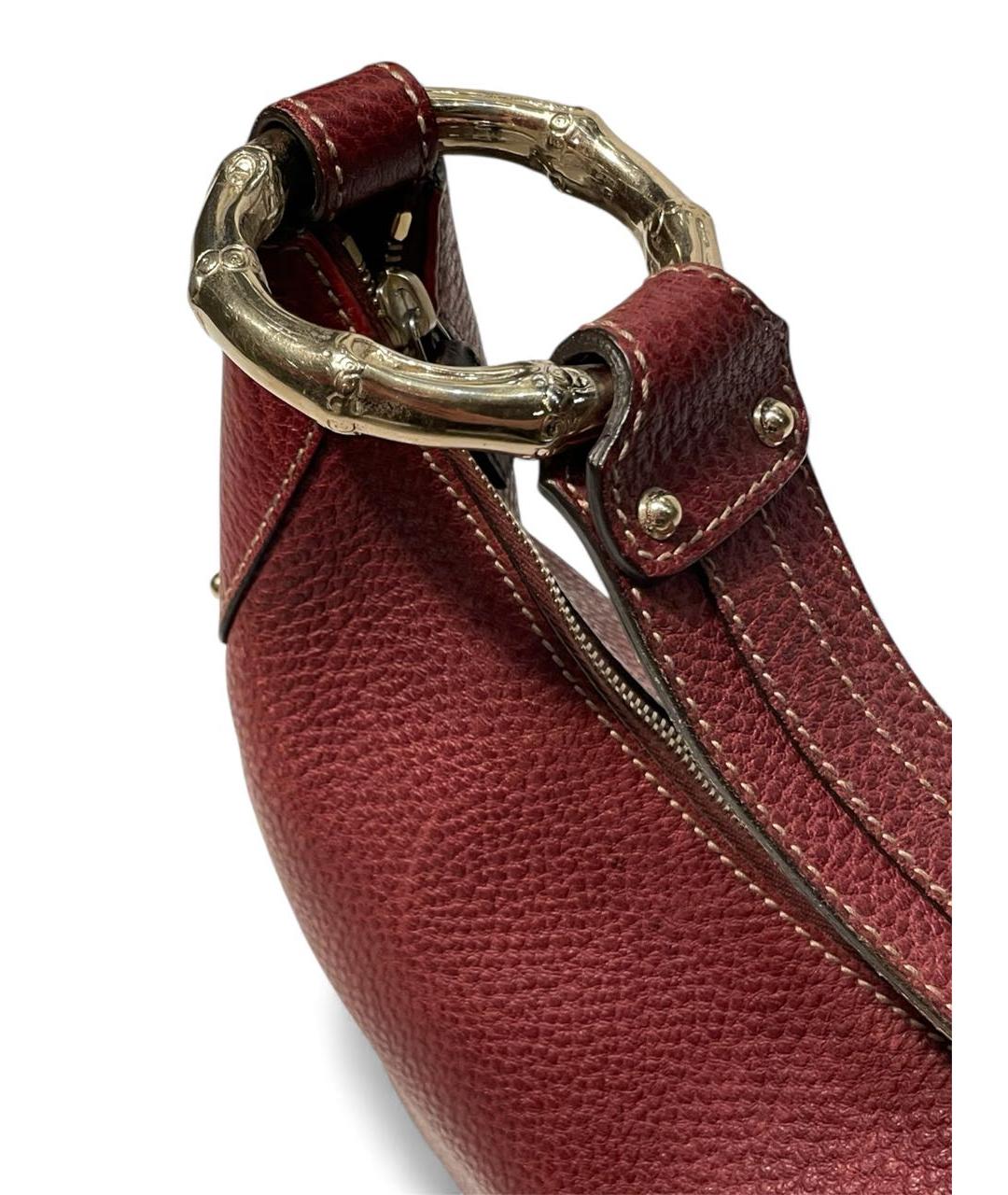 GUCCI Бордовая кожаная сумка через плечо, фото 5
