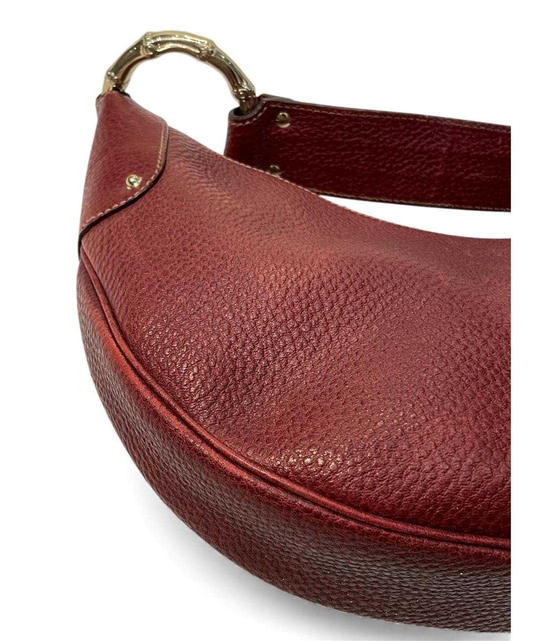 GUCCI Бордовая кожаная сумка через плечо, фото 7