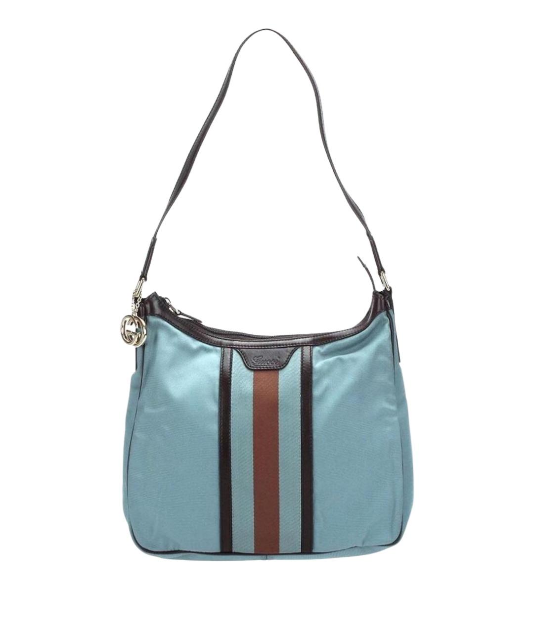 GUCCI Голубая тканевая сумка через плечо, фото 1