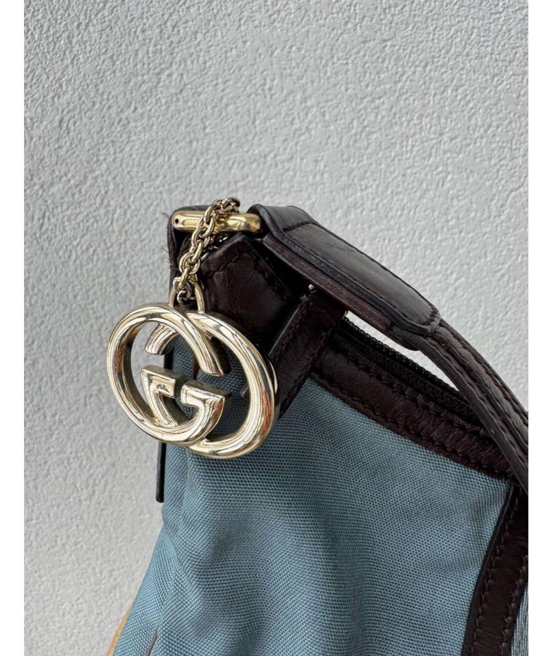 GUCCI Голубая тканевая сумка через плечо, фото 7