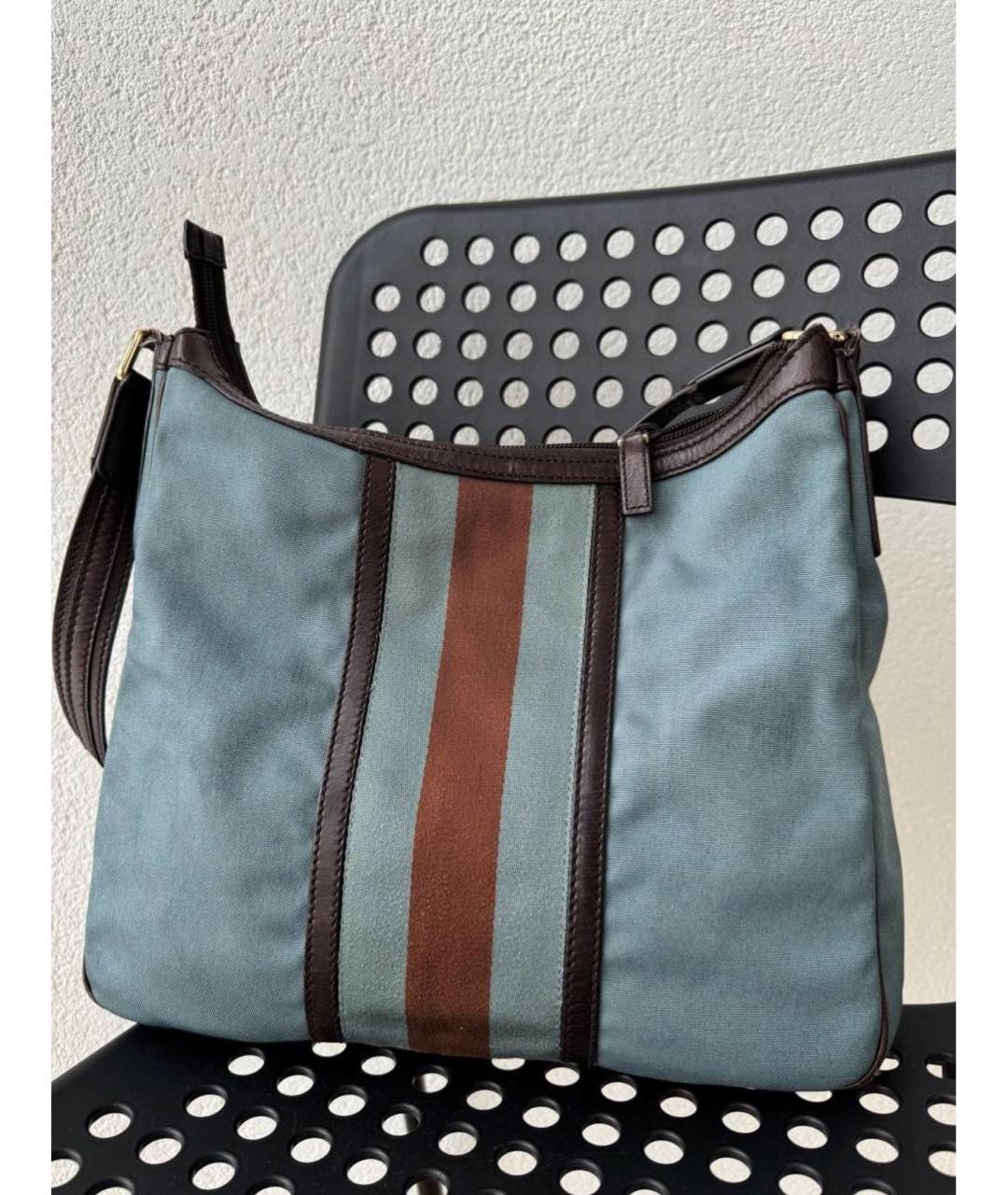 GUCCI Голубая тканевая сумка через плечо, фото 3