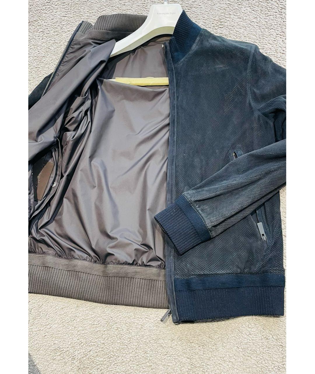 ERMENEGILDO ZEGNA XXX Темно-синяя замшевая куртка, фото 4