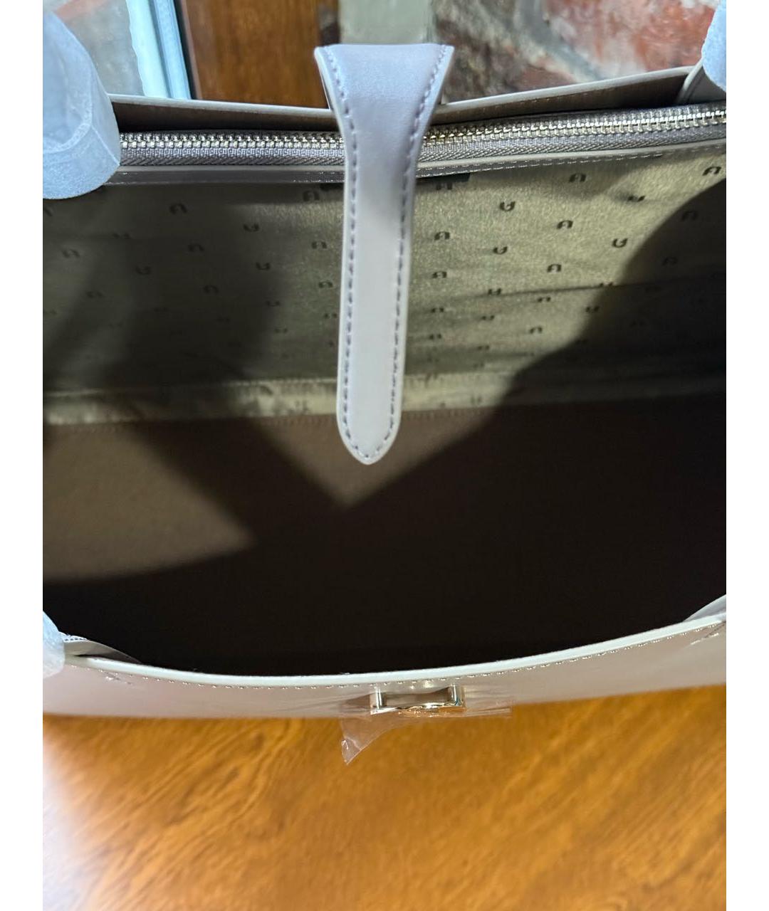 FURLA Антрацитовая кожаная сумка с короткими ручками, фото 5