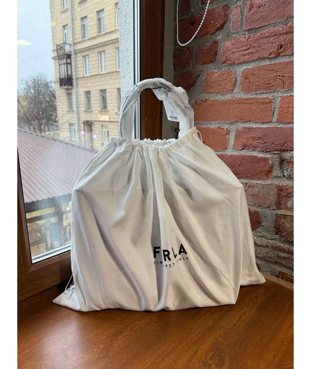 FURLA Антрацитовая кожаная сумка с короткими ручками, фото 7