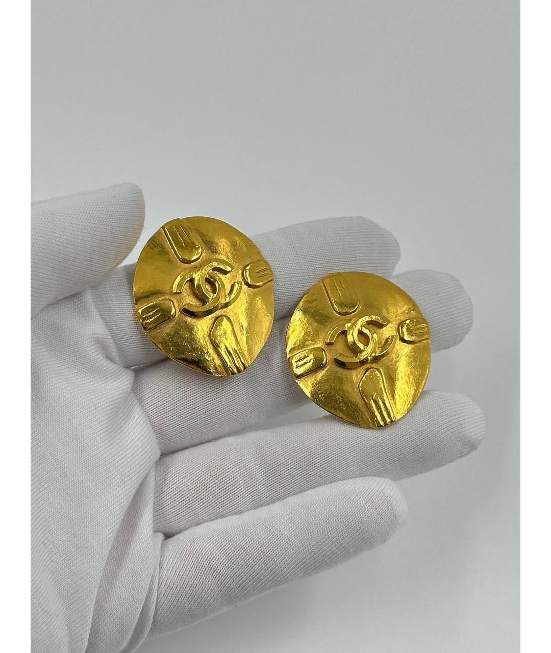 CHANEL Золотые позолоченные клипсы, фото 5