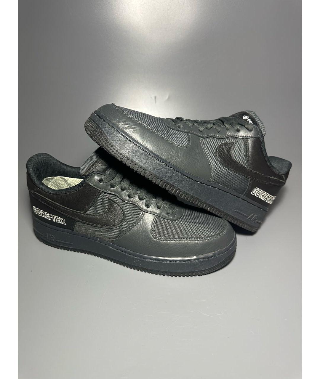 NIKE Черные кожаные низкие кроссовки / кеды, фото 5