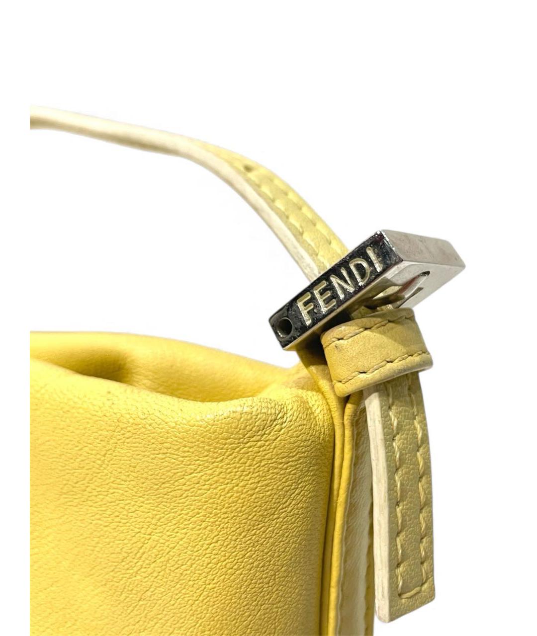 FENDI Желтая кожаная сумка с короткими ручками, фото 6