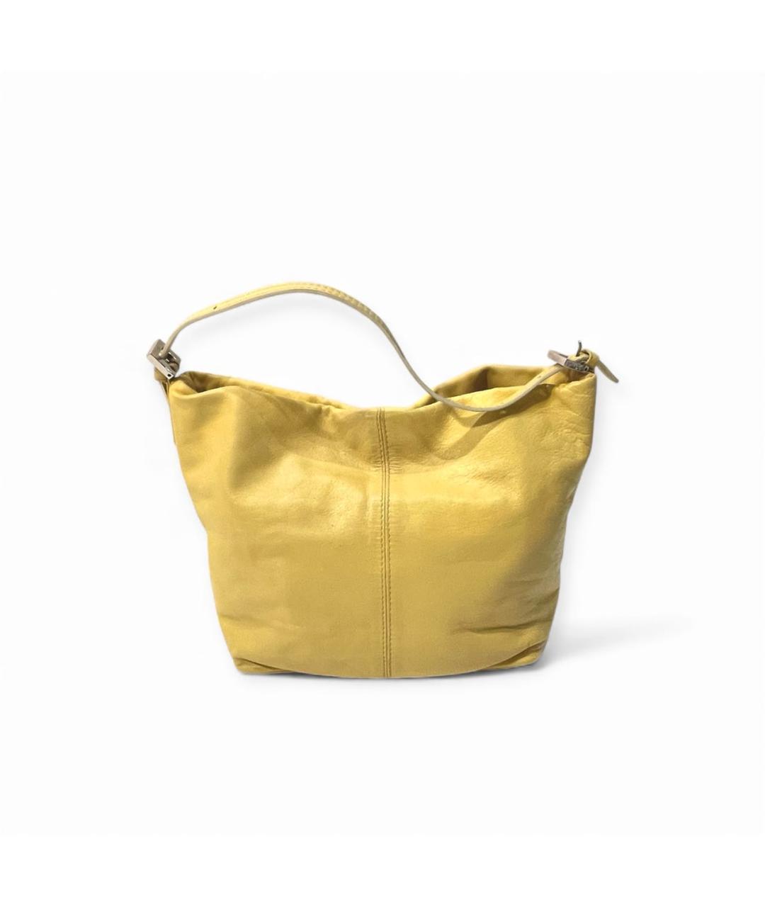 FENDI Желтая кожаная сумка с короткими ручками, фото 2