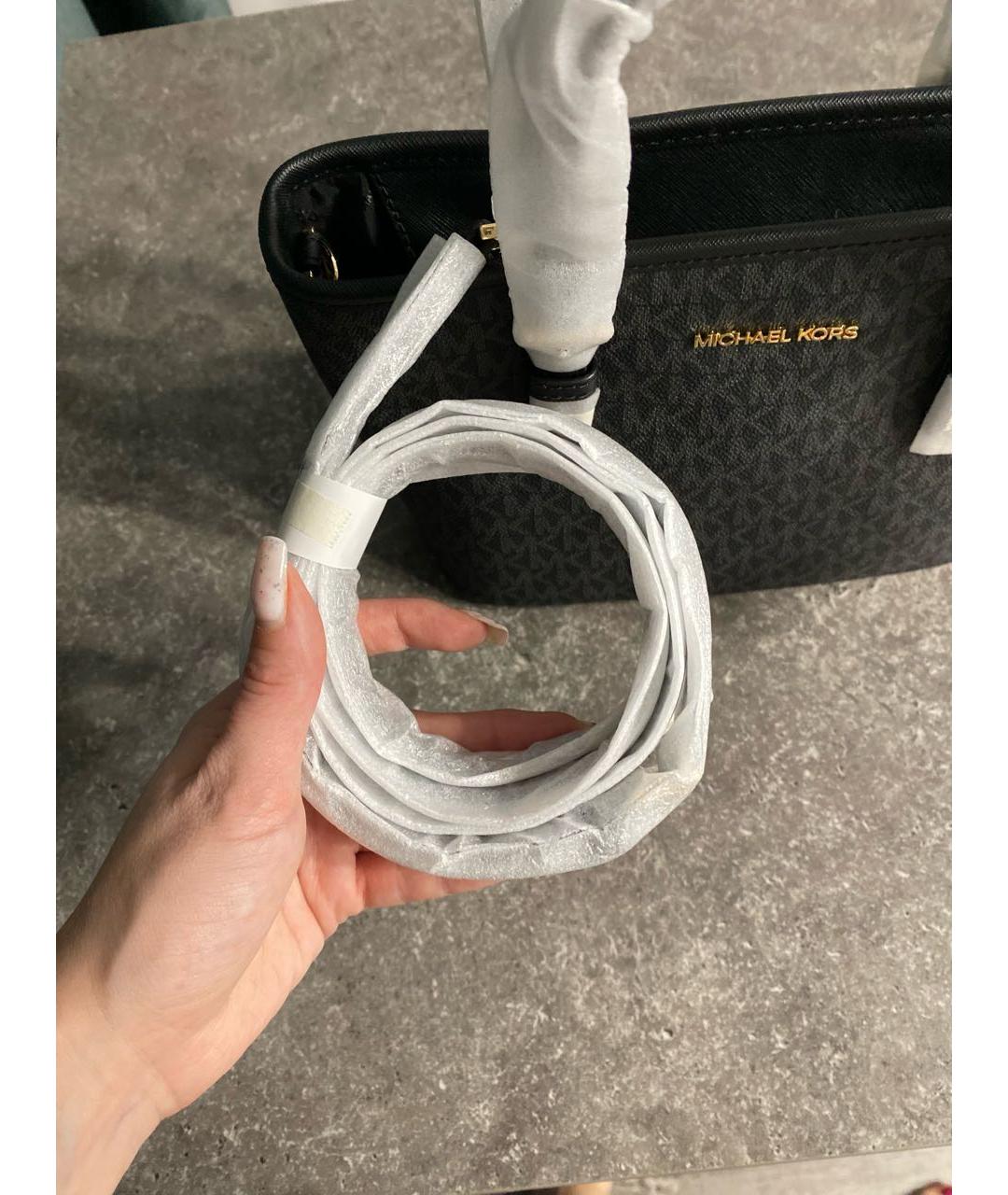 MICHAEL KORS Черная сумка с короткими ручками из искусственной кожи, фото 4