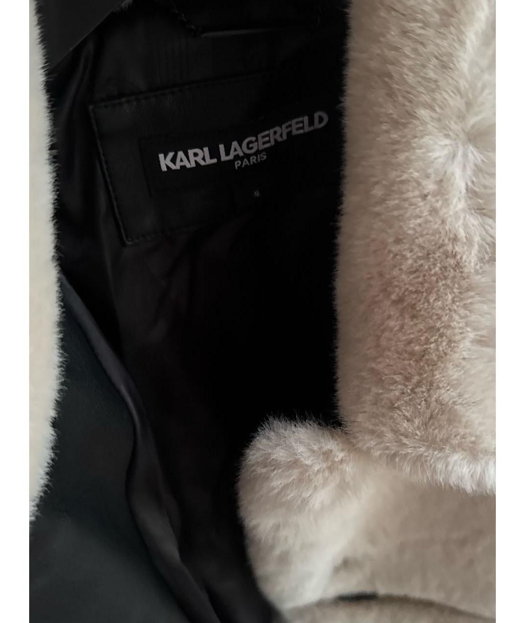 KARL LAGERFELD Бежевая синтетическая шуба, фото 4