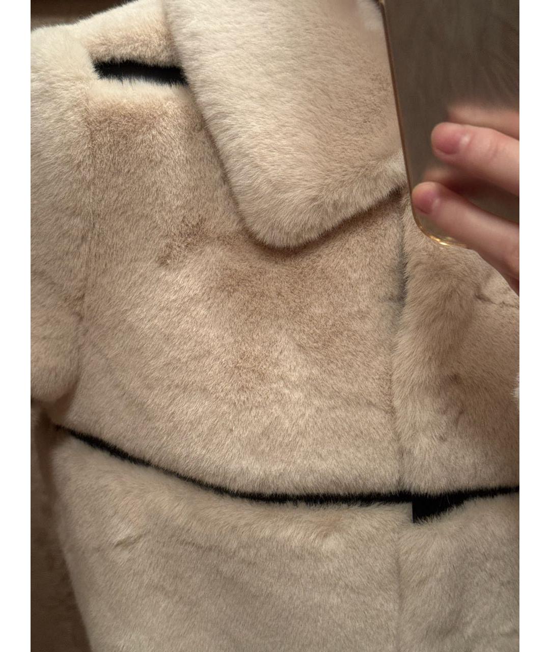KARL LAGERFELD Бежевая синтетическая шуба, фото 5