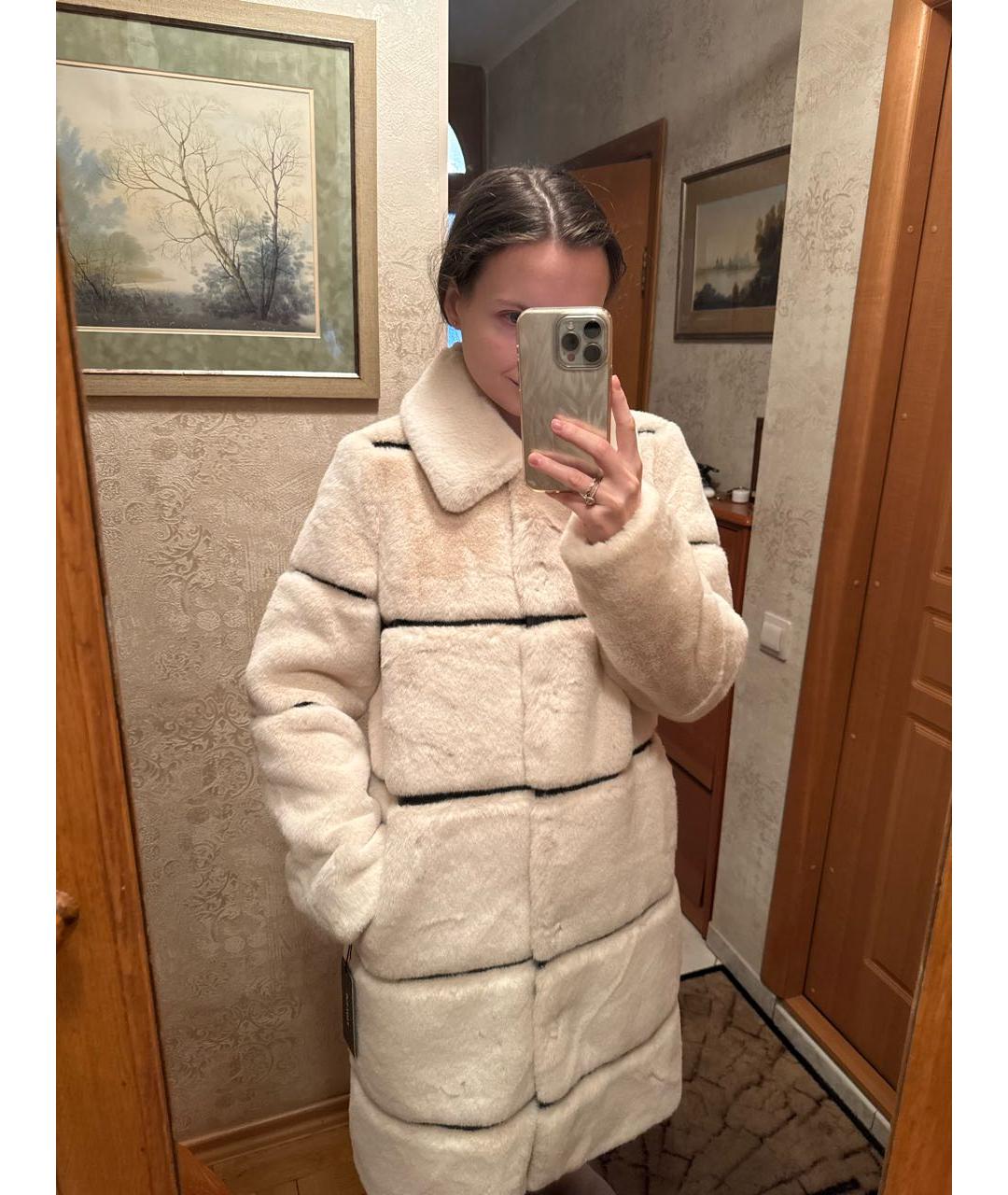 KARL LAGERFELD Бежевая синтетическая шуба, фото 8