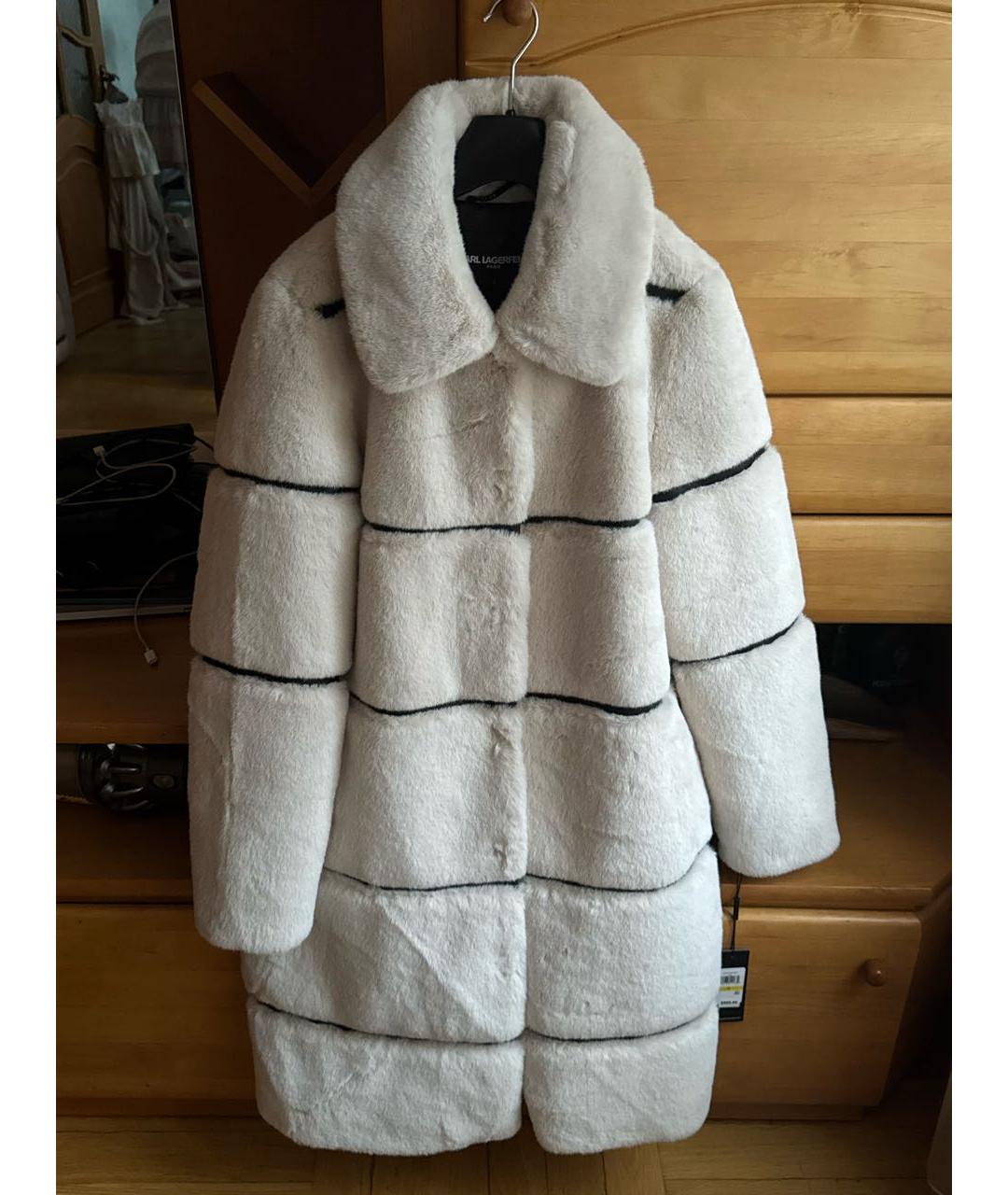 KARL LAGERFELD Бежевая синтетическая шуба, фото 9